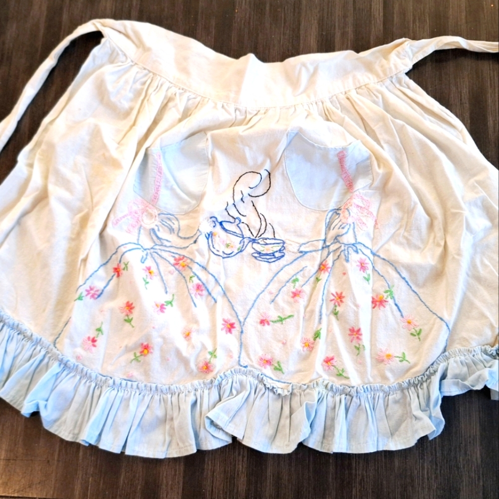 Antique Linen Stitched Children's Apron